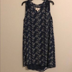 navy blue patterned casual dress